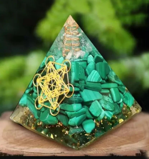 Natural Crystal Metals Orgonite Pyramid- Meditation Orgone Pyramid