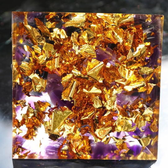 Obsidian Crystal Sphere Orgone Pyramid-Natural Amethyst Orgonite Pyramid