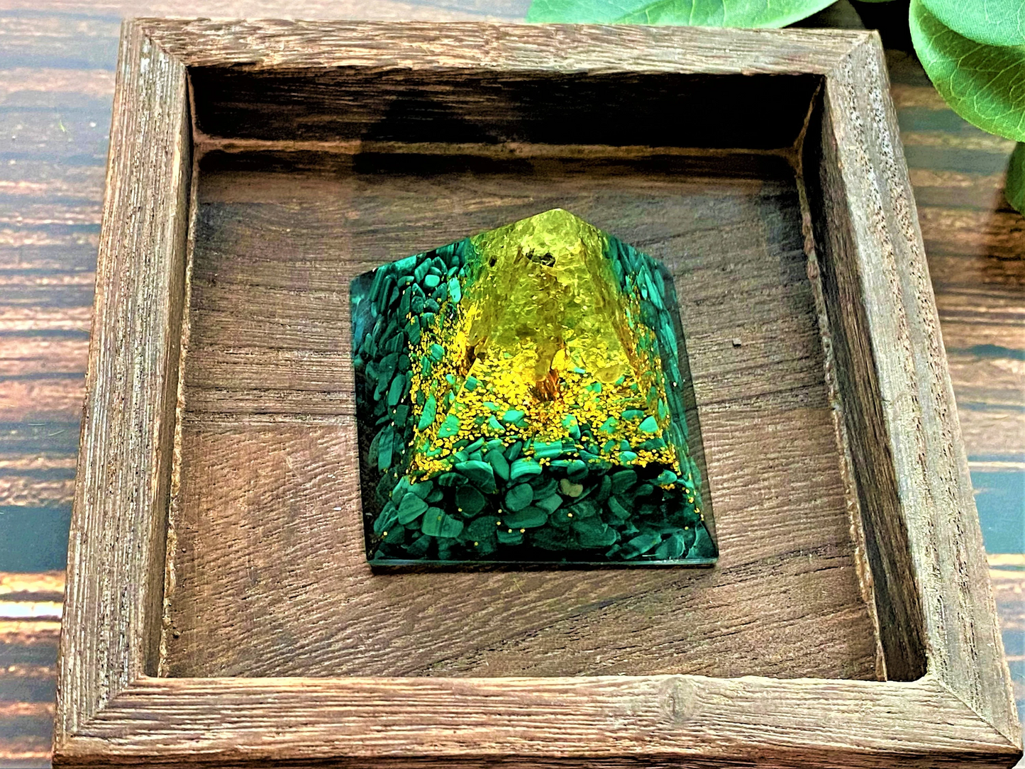 Malachite Orgone Pyramid- Tree of Life- Reiki Healing- Natural Crystal Meditation Stone- Energy Generator- EMF Protection- Home Decor