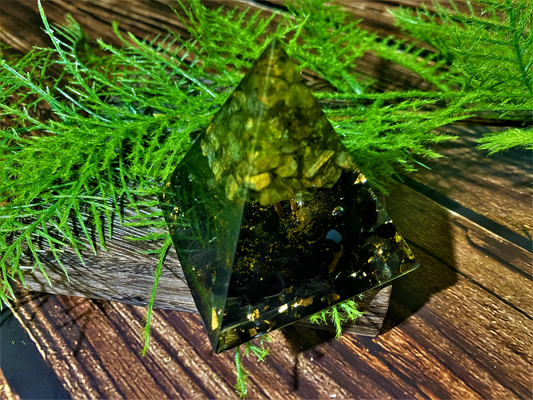 Obsidian Orgone Pyramid- Tree of Life Orgone pyramid- Reiki Healing Natural Crystal- Meditation stone Energy Generator- EMF Protection