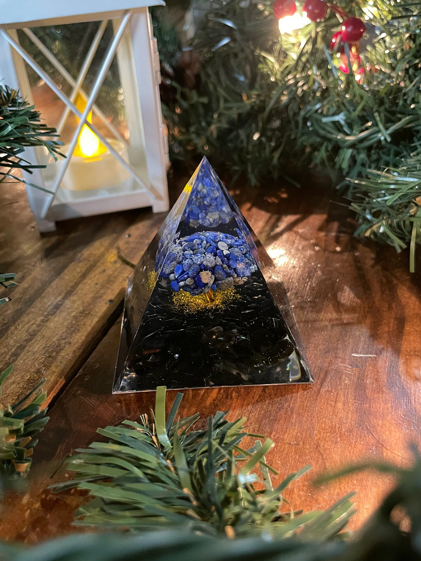 Amethyst Tree of Life Orgone Pyramid-Reiki Healing- Natural Crystal Meditation stone- Energy Generator- EMF Protection- Home Decor