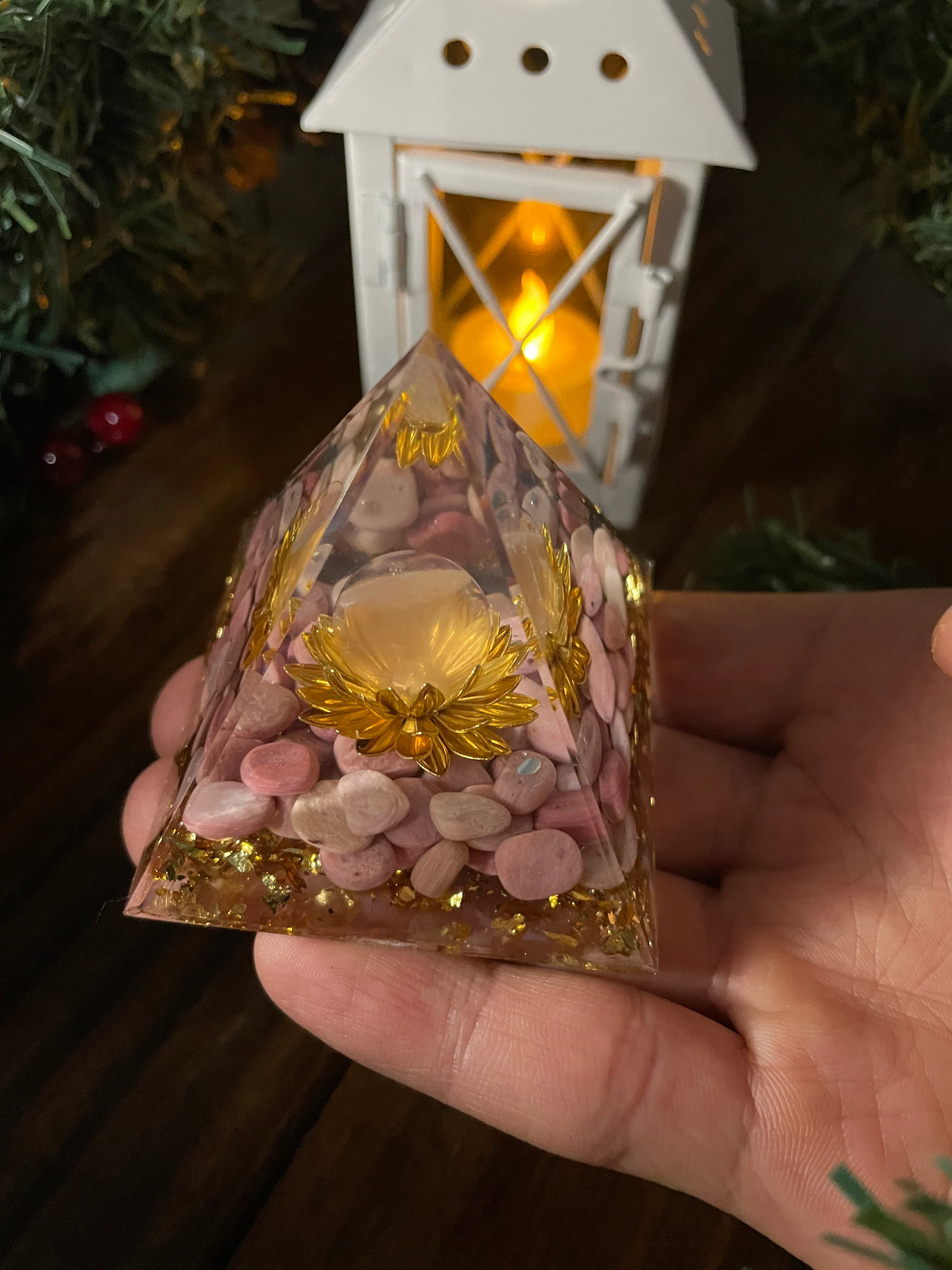 Tree of Life Pyramid-Amethyst Stone Balance Reiki Meditation Crystal Orgonite Pyramid-Positive Energy Generator Healing EMF Protection