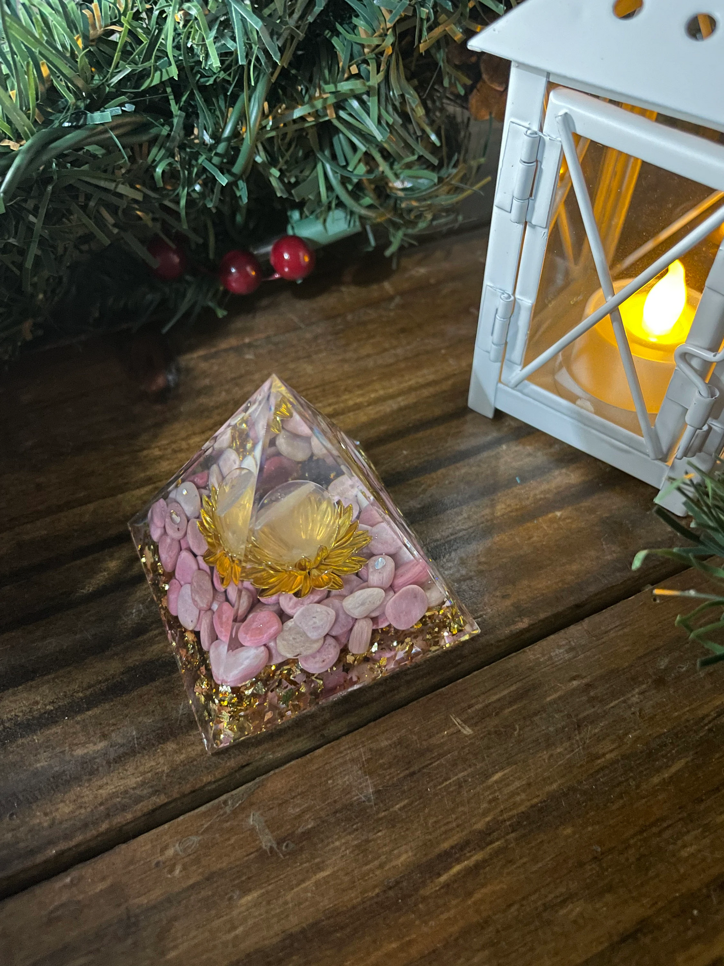 Tree of Life Pyramid-Amethyst Stone Balance Reiki Meditation Crystal Orgonite Pyramid-Positive Energy Generator Healing EMF Protection