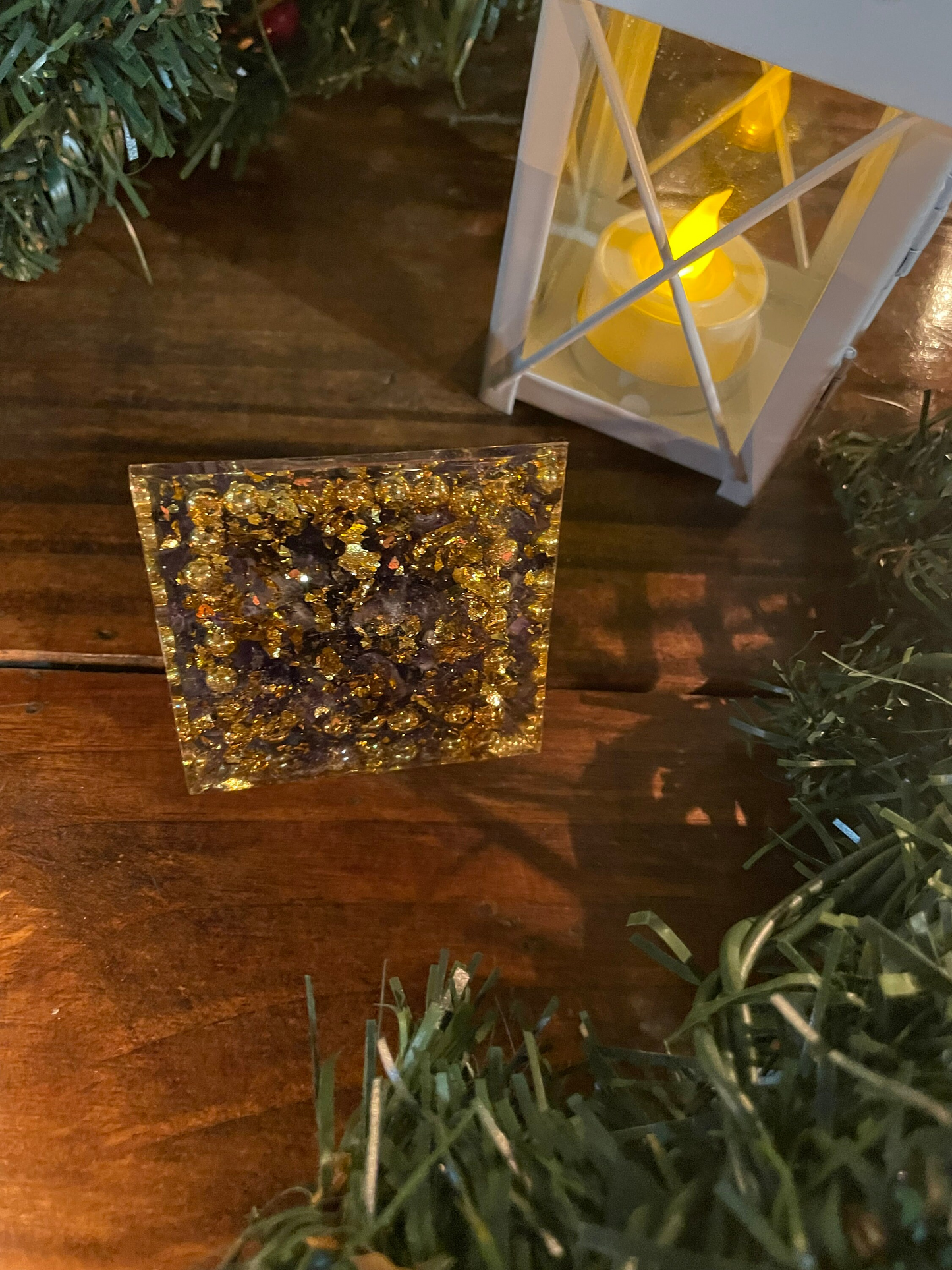 Snowflake Obsidian Orgone Pyramid With Crushed Stones, Natural Crystal Meditation stone, Energy Generator, EMF Protection, Home Decor