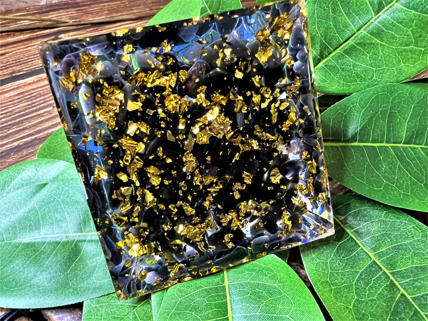 Orgone Pyramid With Blue Agate Ball, Chakra Meditating Rune- Reiki Healing Crystal- Meditation stone- Energy Generator- EMF Protection