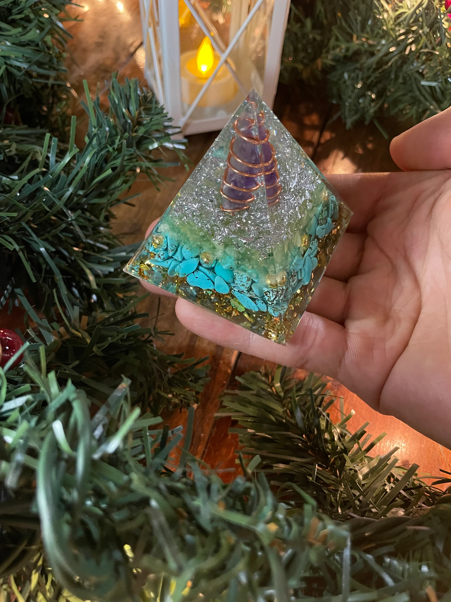 Orgonite Pyramid, Energy Generator, Labradorite, Orgone Pyramid, EMF Protection, Healing and Meditation, Metaphysical Gift, Reiki Chakra