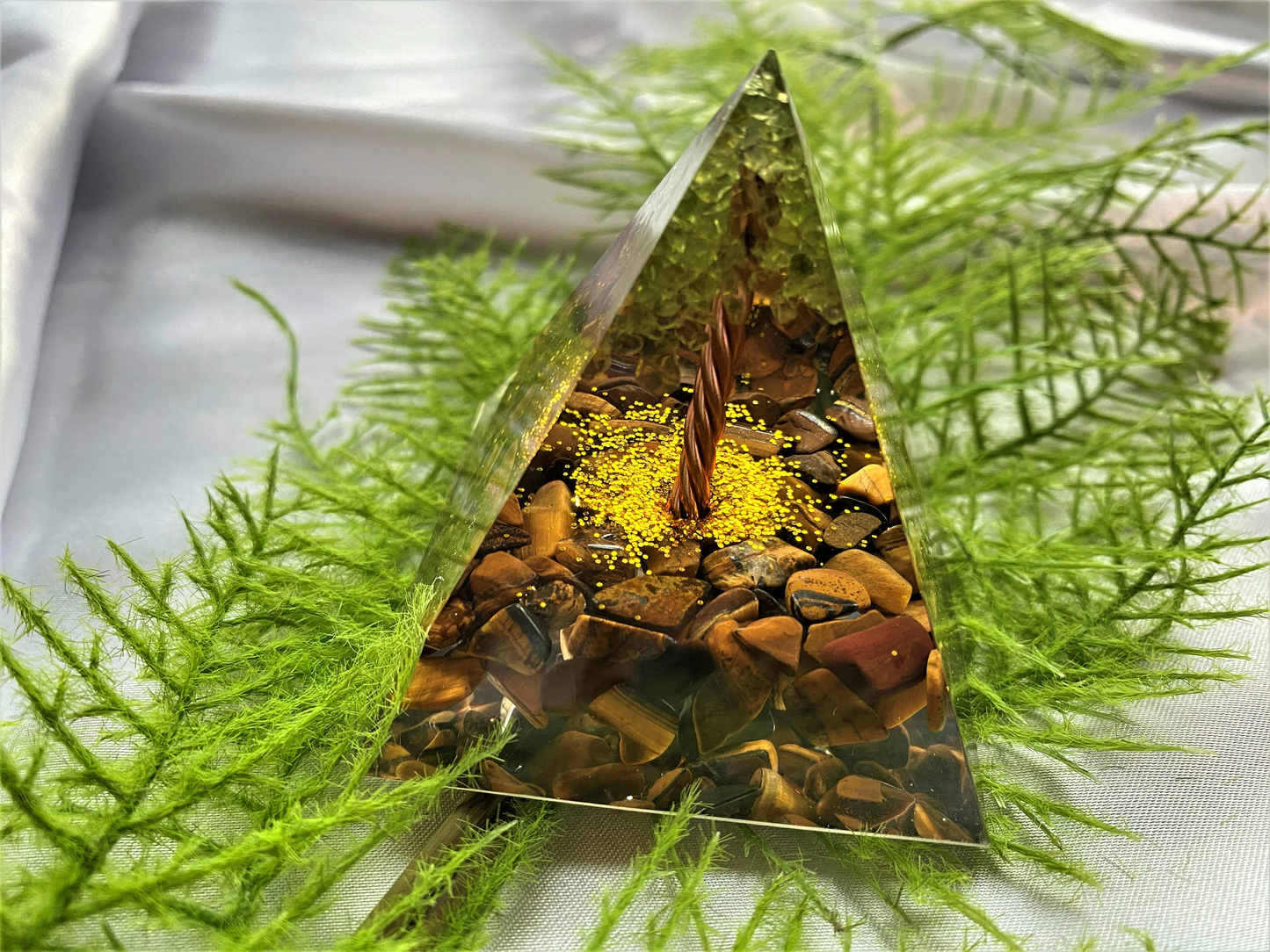 Tree of Life Orgone Pyramid- Reiki Healing- Natural Crystal Meditation stone- Energy Generator- EMF Protection- Home Decor
