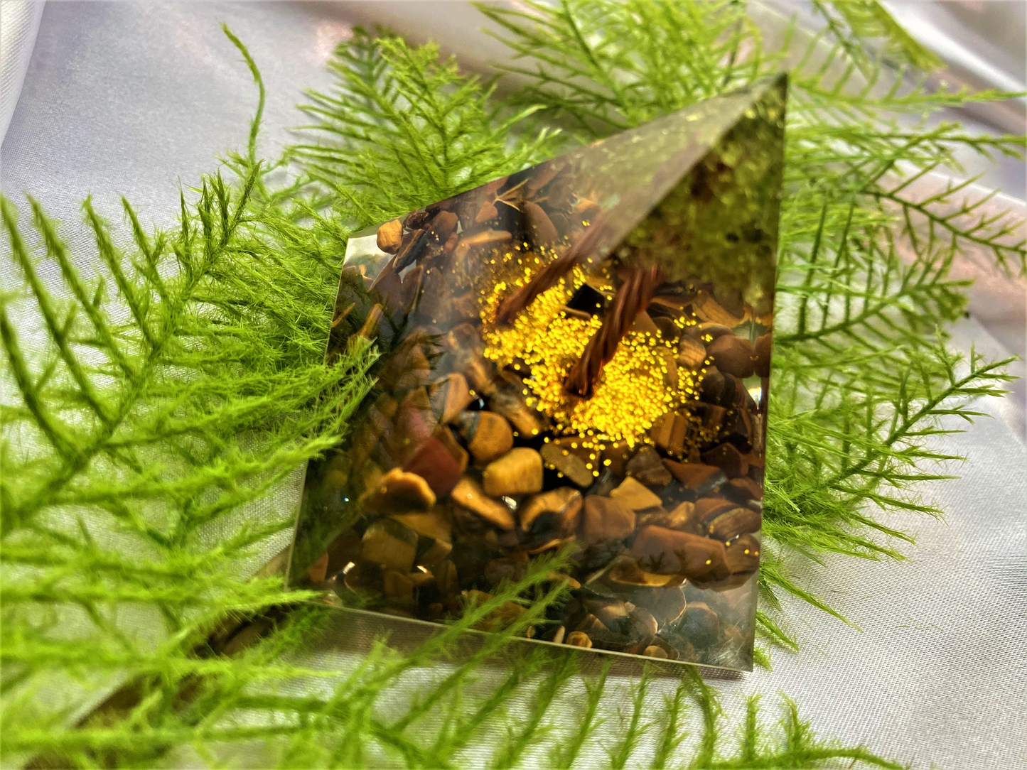Tree of Life Orgone Pyramid- Reiki Healing- Natural Crystal Meditation stone- Energy Generator- EMF Protection- Home Decor