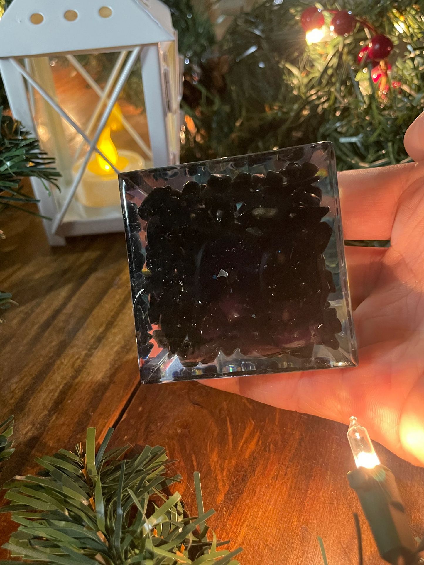 turquoise Tree of Life Pyramid-Obsidian Stone Positive Energy Chakra Reiki Meditation Crystal Orgone Pyramid EMF Protection Healing Pyramid