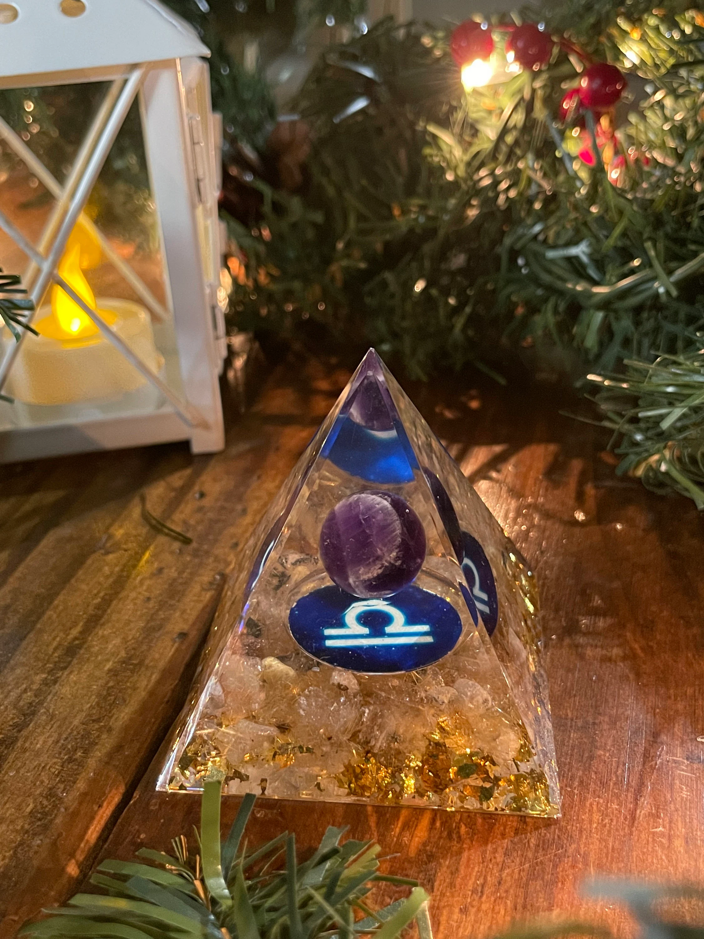 Libra Orgone Pyramid-Reiki Healing- Natural Crystal Meditation stone- Energy Generator- EMF Protection- Home Decor