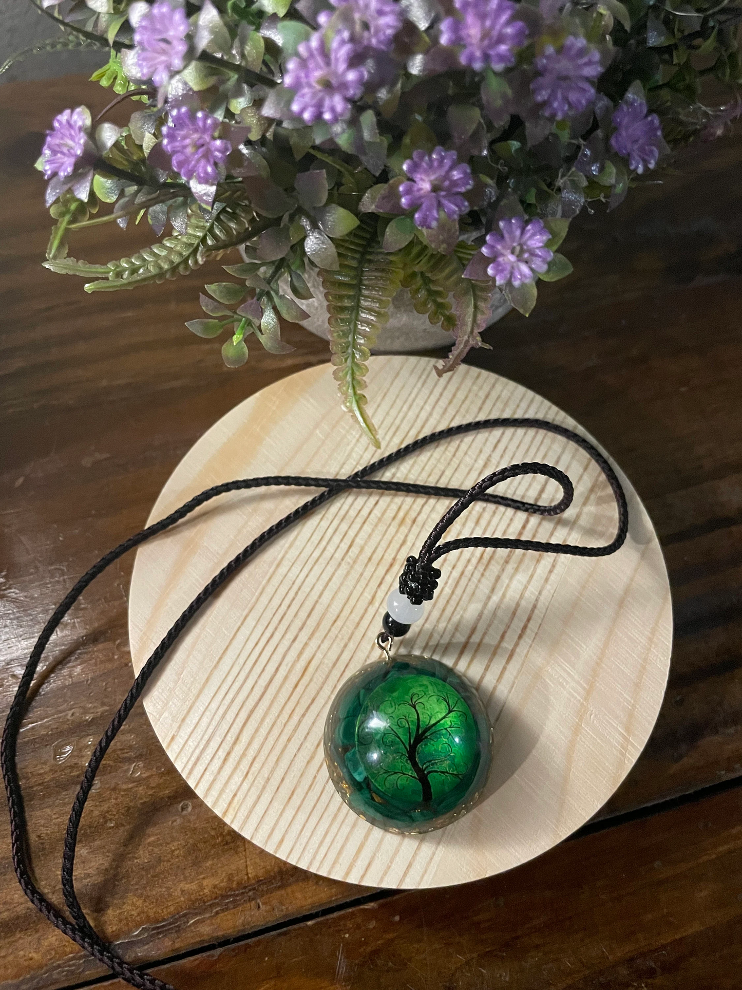 Natural Malachite Stone Orgonite Necklace-Tree of Life Crystal Orgone Pendant Necklace- Spiritual EMF Protection Chakra Healing Orgone Gift