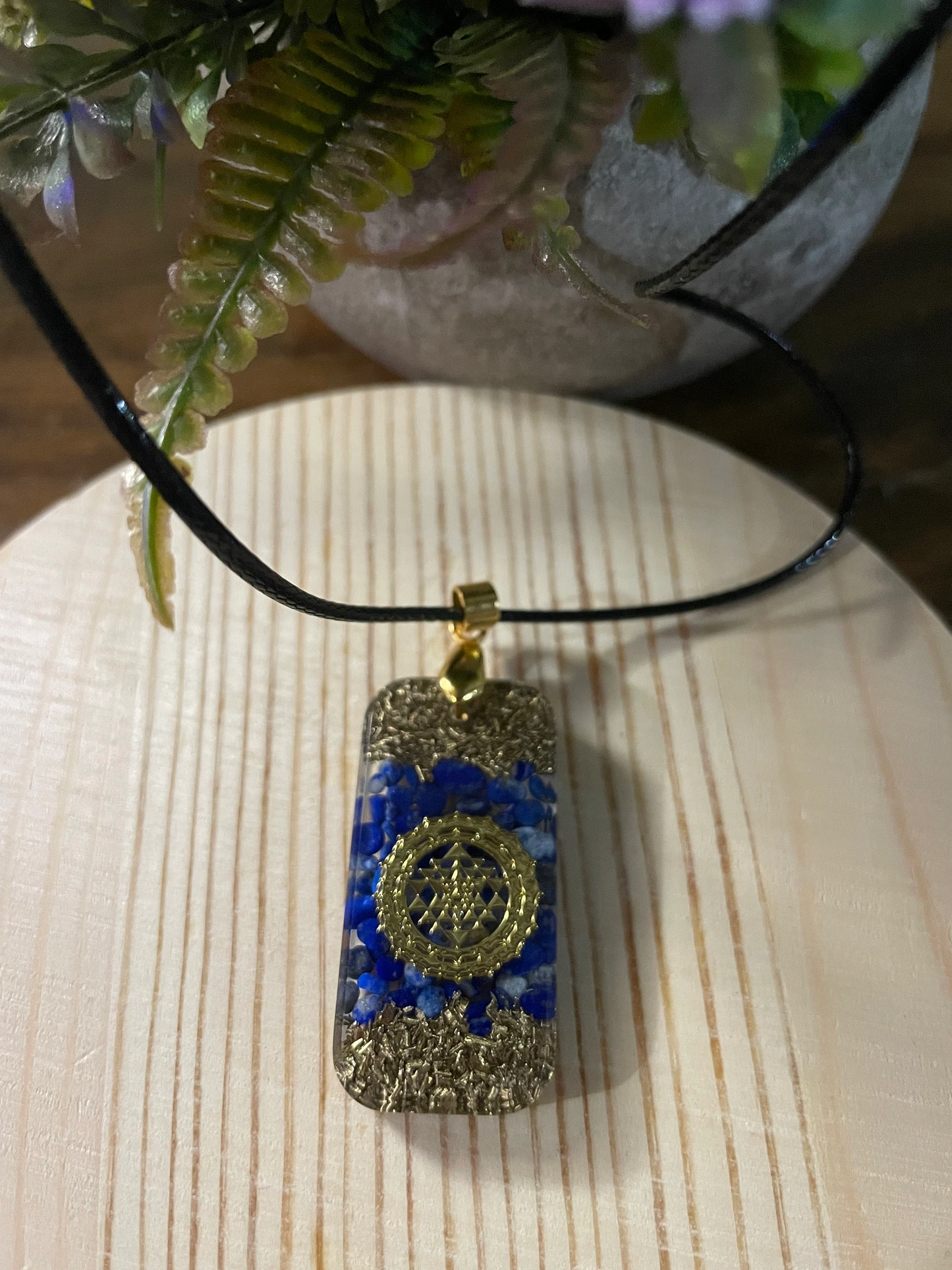 Orgone Orgonite Pendant Gold Labradorite necklace-Sacred Geometry Pendant-EMF Protection