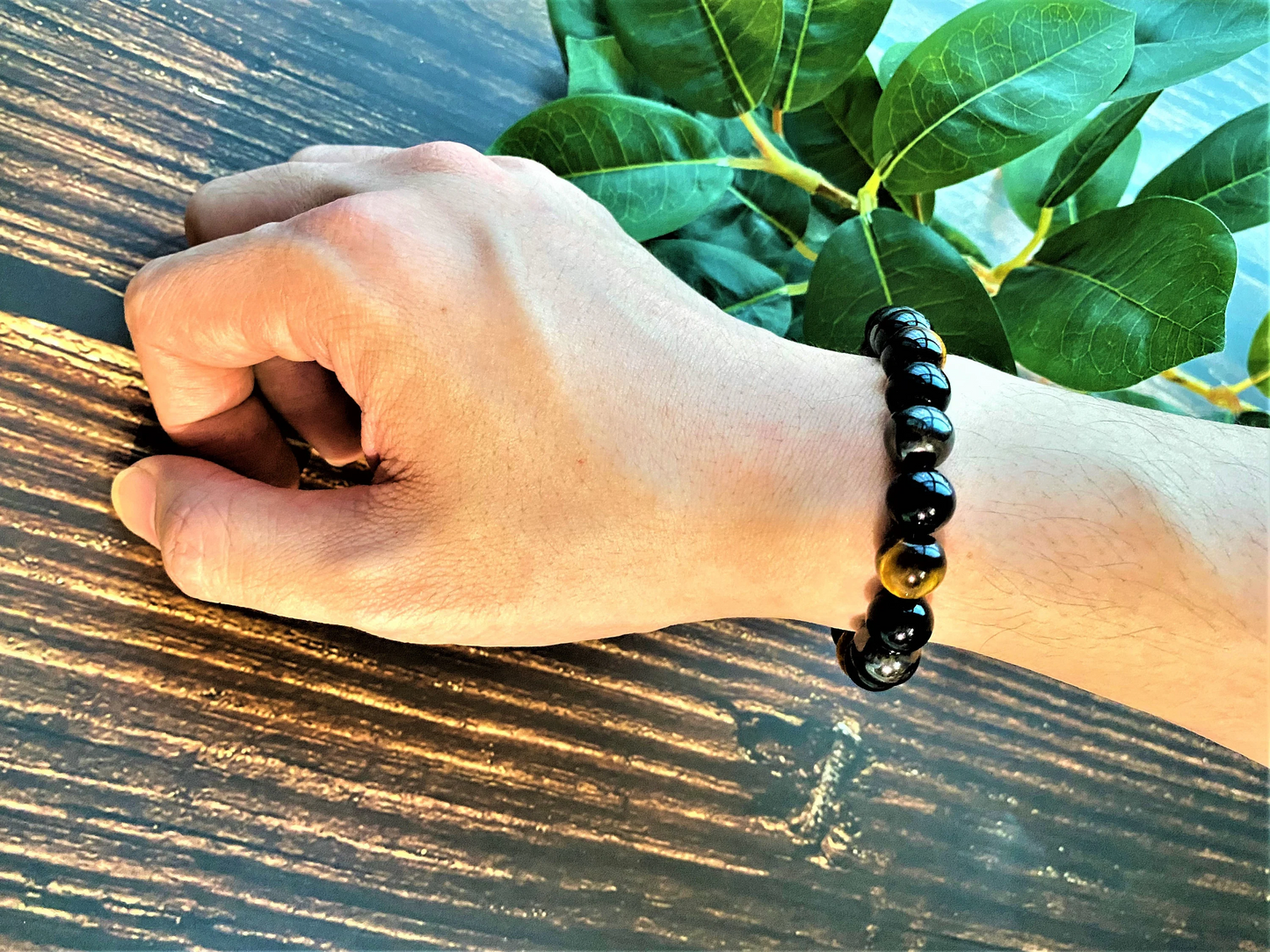 Tiger Eye, Hematite, and Obsidian Mixed Beads Bracelet, 10mm Beads, men & women