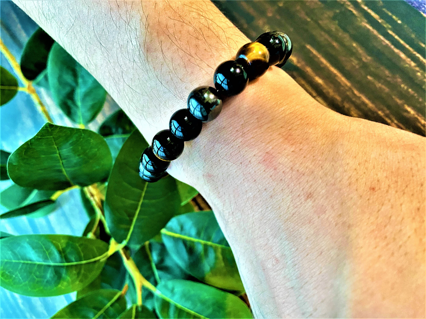 Tiger Eye, Hematite, and Obsidian Mixed Beads Bracelet, 10mm Beads, men & women