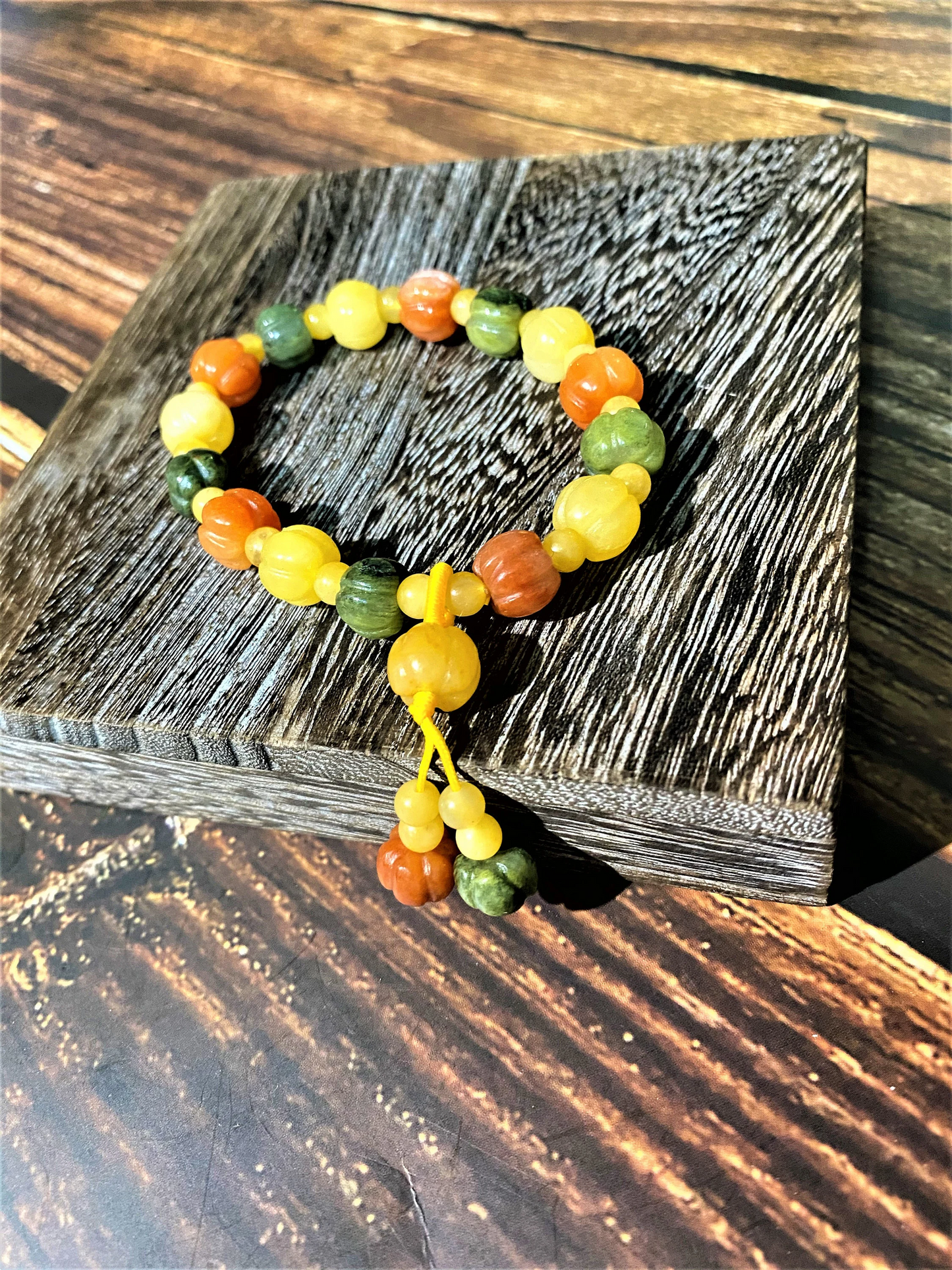 Natural gold Jade- Pumpkin Carved Bracelet