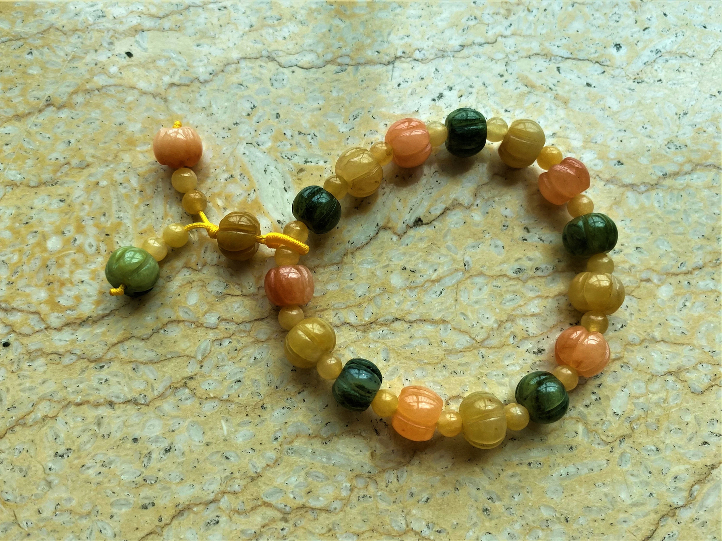 Natural gold Jade- Pumpkin Carved Bracelet