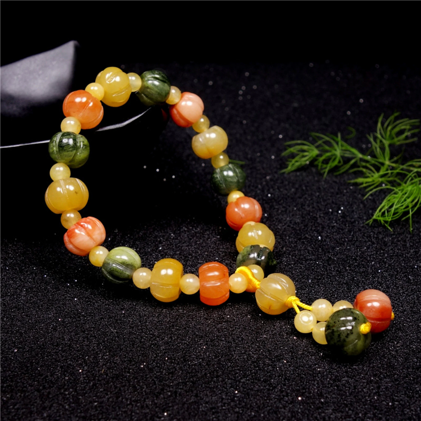 Natural gold Jade- Pumpkin Carved Bracelet